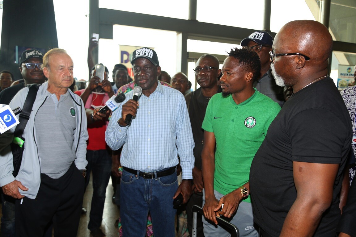 AFCON 2019: Super Eagles return to Nigeria, received in Asaba by Okowa