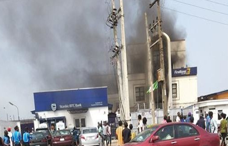 First Bank branch up in flames