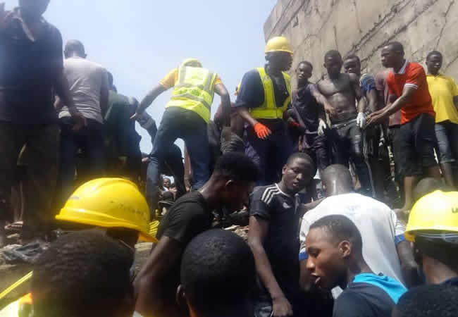 Rescue operation going on at Lagos collapsed school building