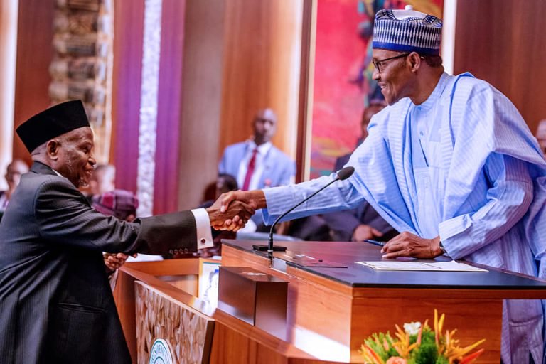 Buhari swears in Ibrahim Tanko Muhammad as new CJN