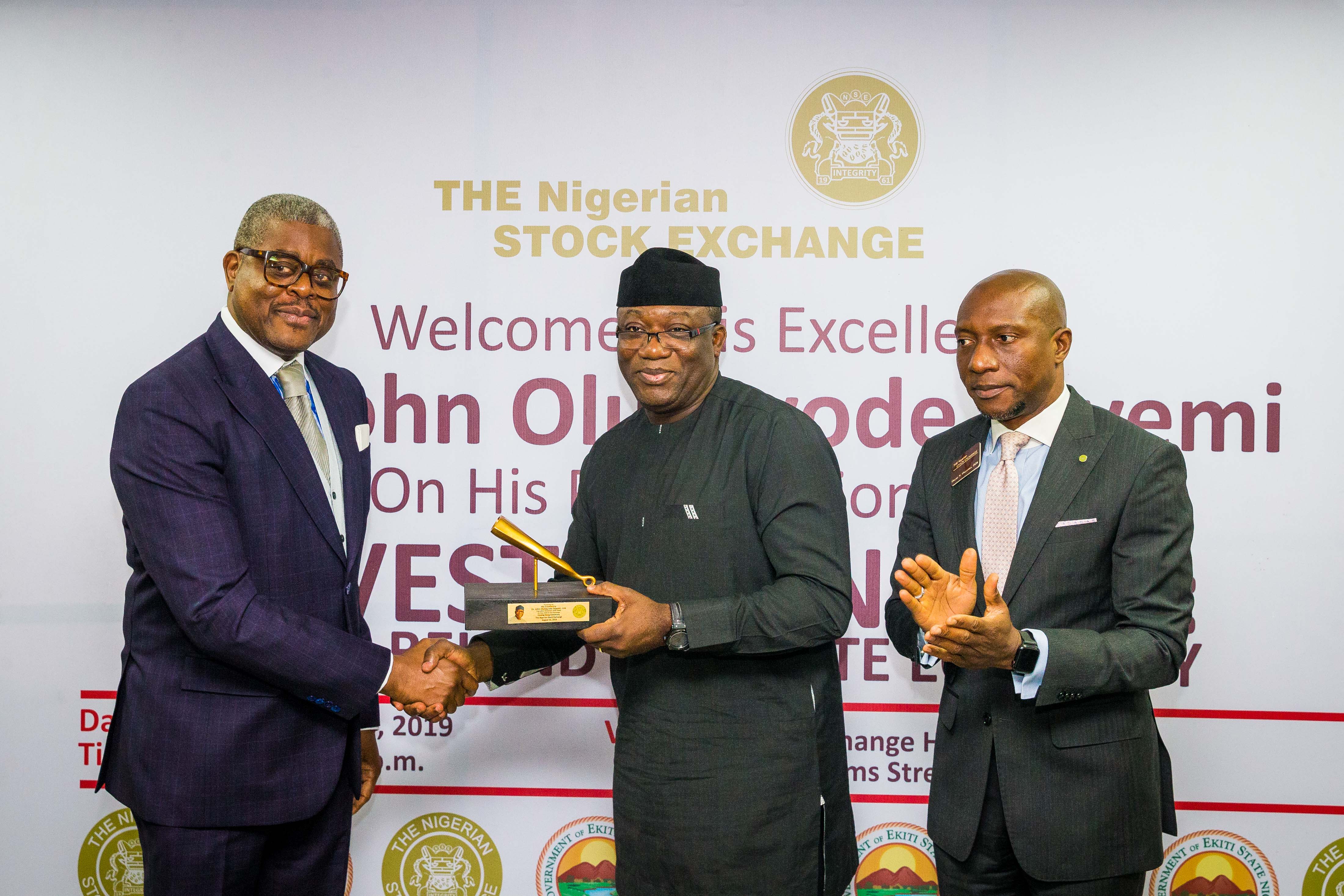 Fayemi at Stock Exchange, says Ekiti'll improve on ease of doing business