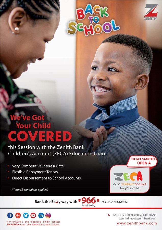 New session: Zenith Bank offers ZECA education loan for children