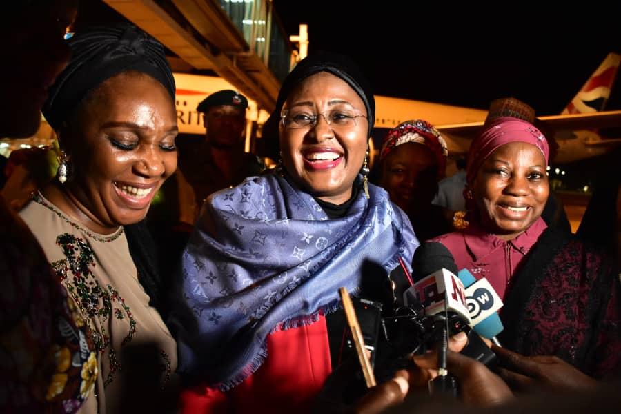 BREAKING: Aisha Buhari arrives Nigeria, speaks on absence