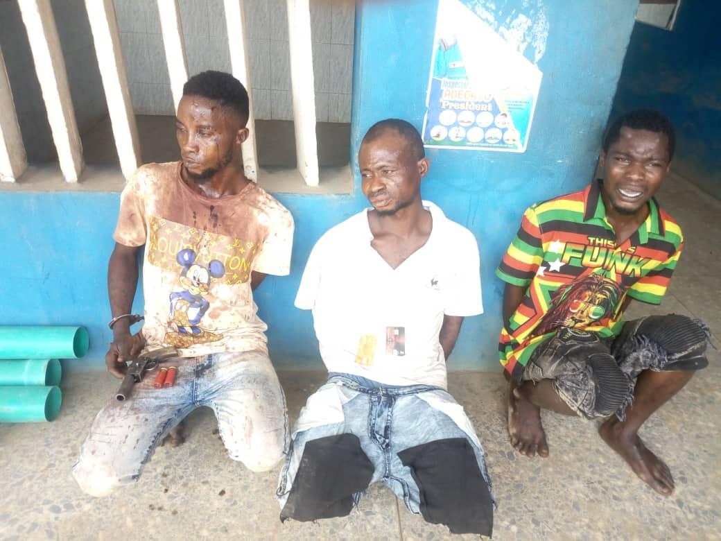 Three armed robbery suspects arrested at scene of operation
