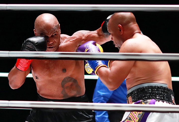 Tyson fights to draw with Jones Jr. in exhibition