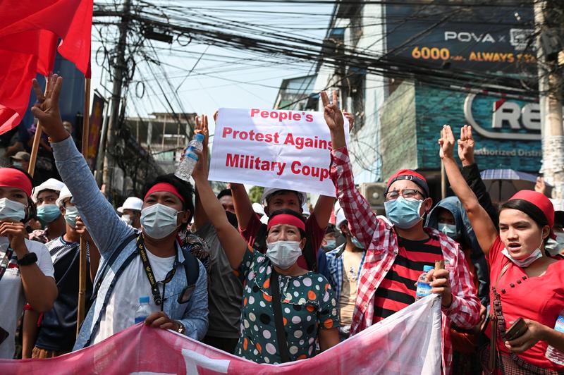 Tens of thousands protest Myanmar coup for second day