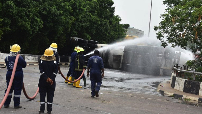 Diesel tanker loses control, one person injured