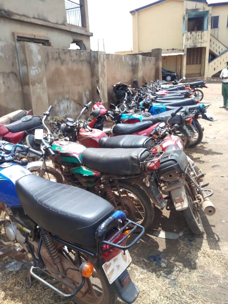 Ogun: 70 unregistered motorcycles impounded in Abeokuta by police