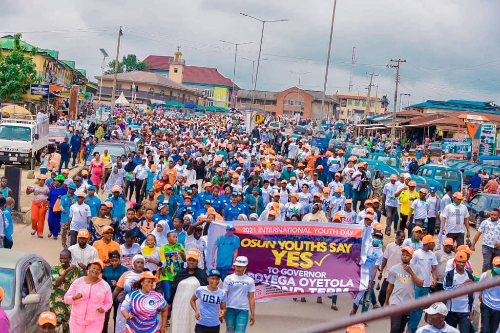 International Youth Day: Osun youths in 20-km solidarity march for Oyetola