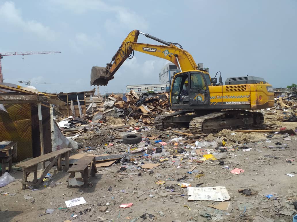 Lagos: Taskforce demolishes shanties on Lekki Coastal Road