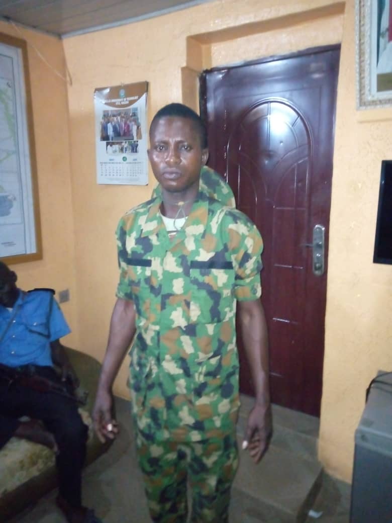 Fake soldier arrested while soliciting for release of suspect