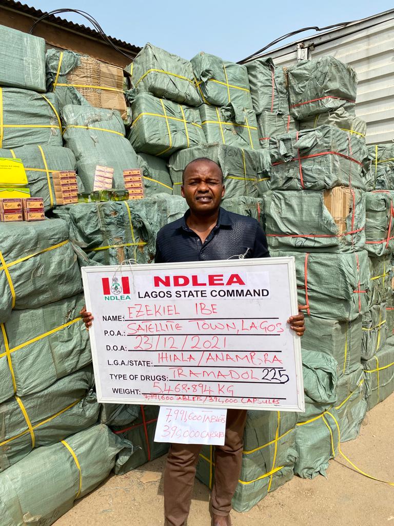 Lagos: NDLEA seizes 8.3 million Tramadol caps, 56,782 bottles of Codeine