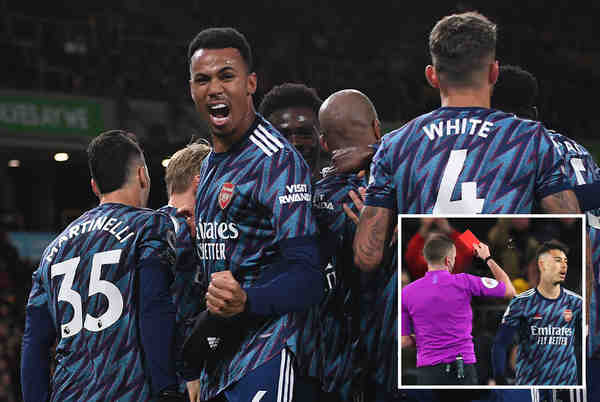 Arsenal outlast hosts Wolves in spite of finishing with 10 players