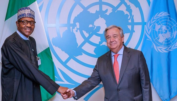 Buhari meets UN Secretary-General, Antonio Guterres, at Aso Villa