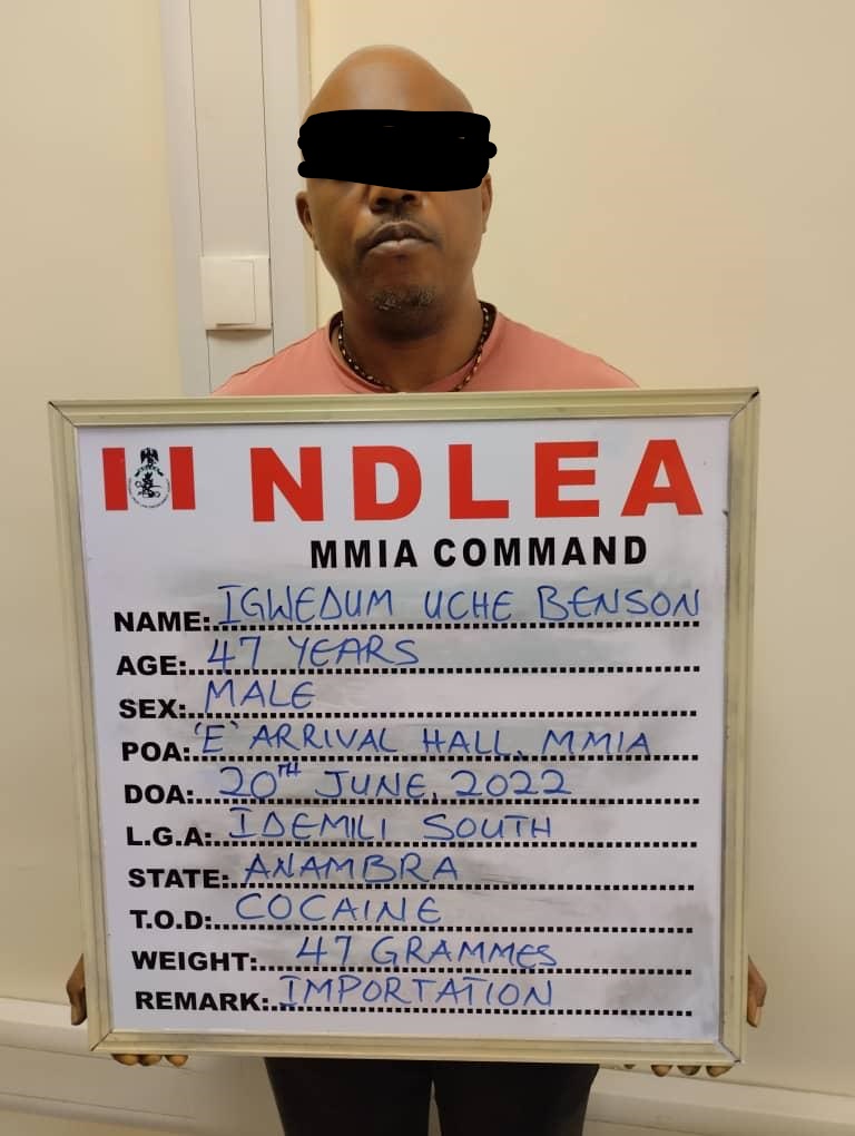 Brazilian returnee arrested with cocaine in private part at airport