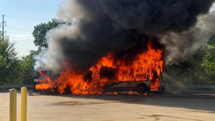 Seven burnt to death as commercial bus catches fire in Lagos