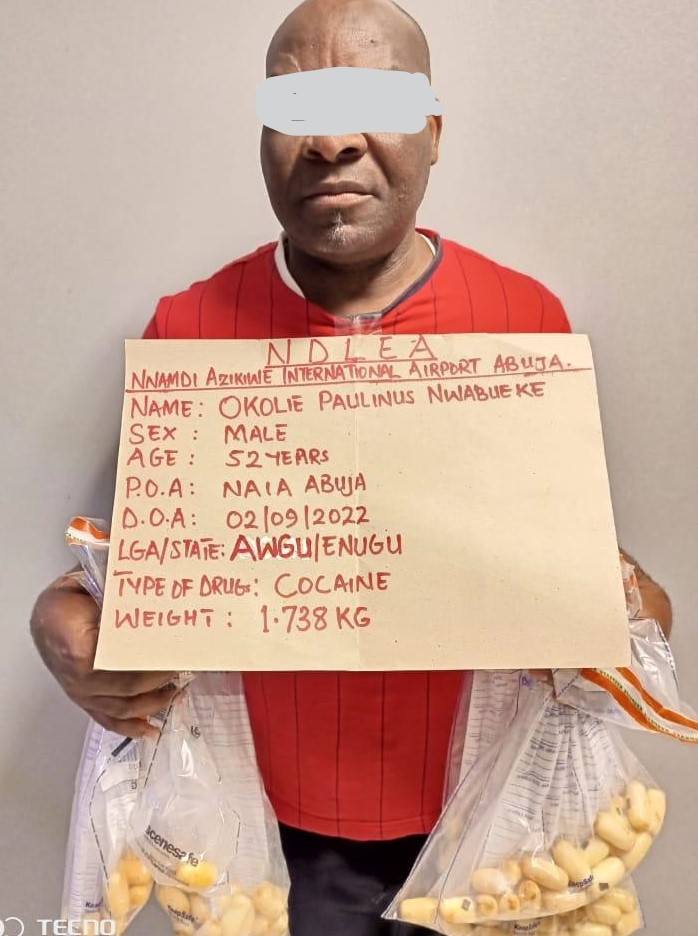 Brazilian returnee excretes 92 wraps of cocaine at Abuja airport