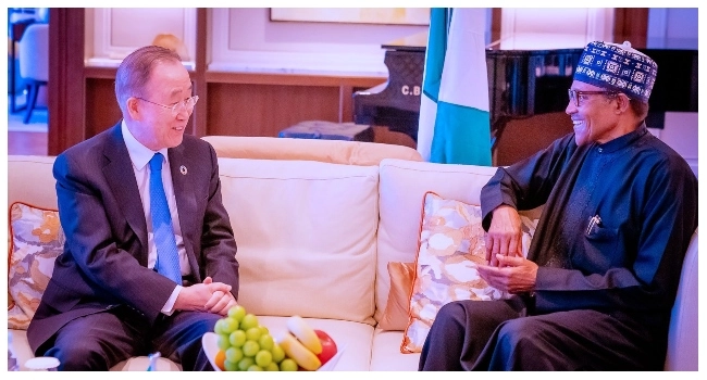 Buhari meets Ban Ki-Moon, speaks on climate change challenges