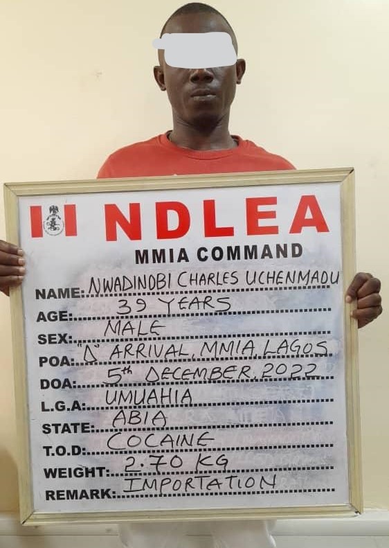 NDLEA intercepts Brazil returnee with parcels of cocaine, others
