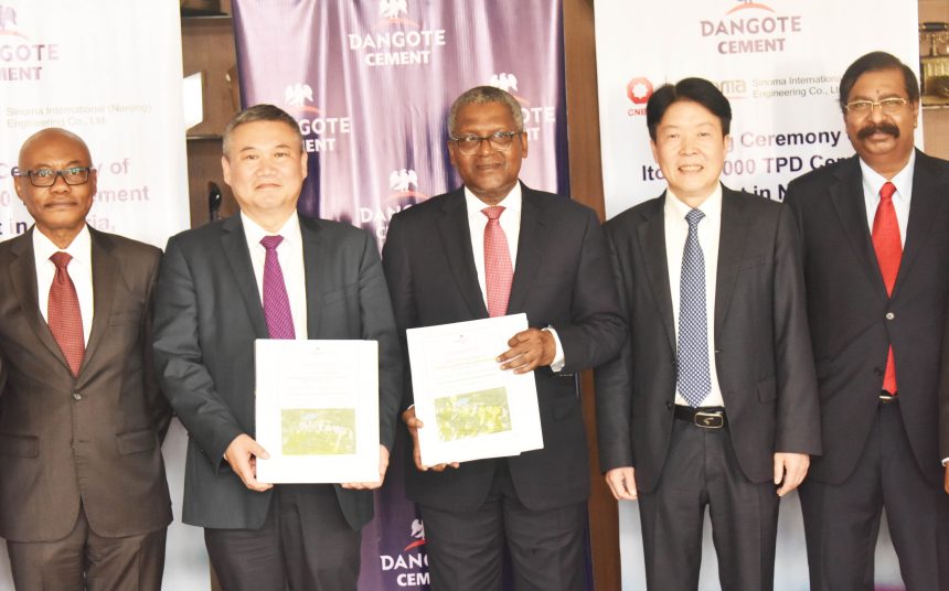 Dangote, Sinoma sign agreement on 6Mta cement plant in Itori