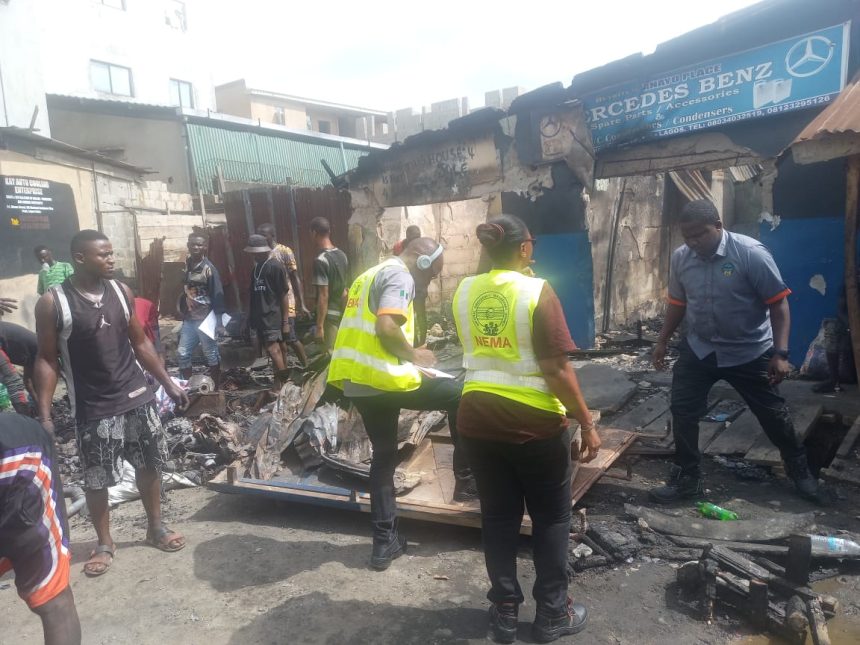 Lagos: Fire guts Olowu spare parts market in Ikeja