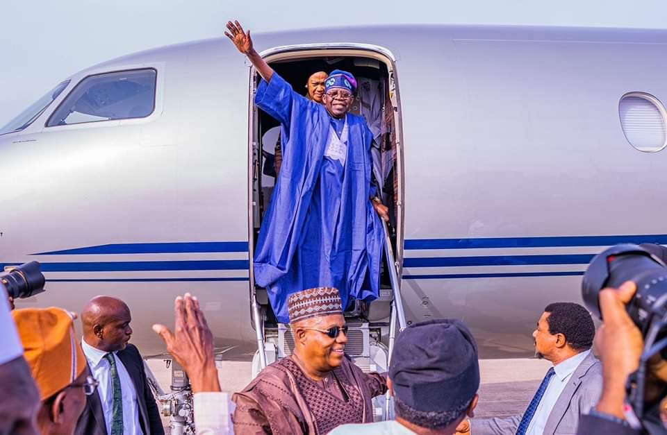 Tinubu returns to Nigeria after Abu Dhabi trip