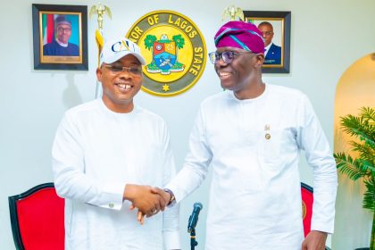 Sanwo-Olu receives APC Kogi guber candidate, Ododo, in Lagos