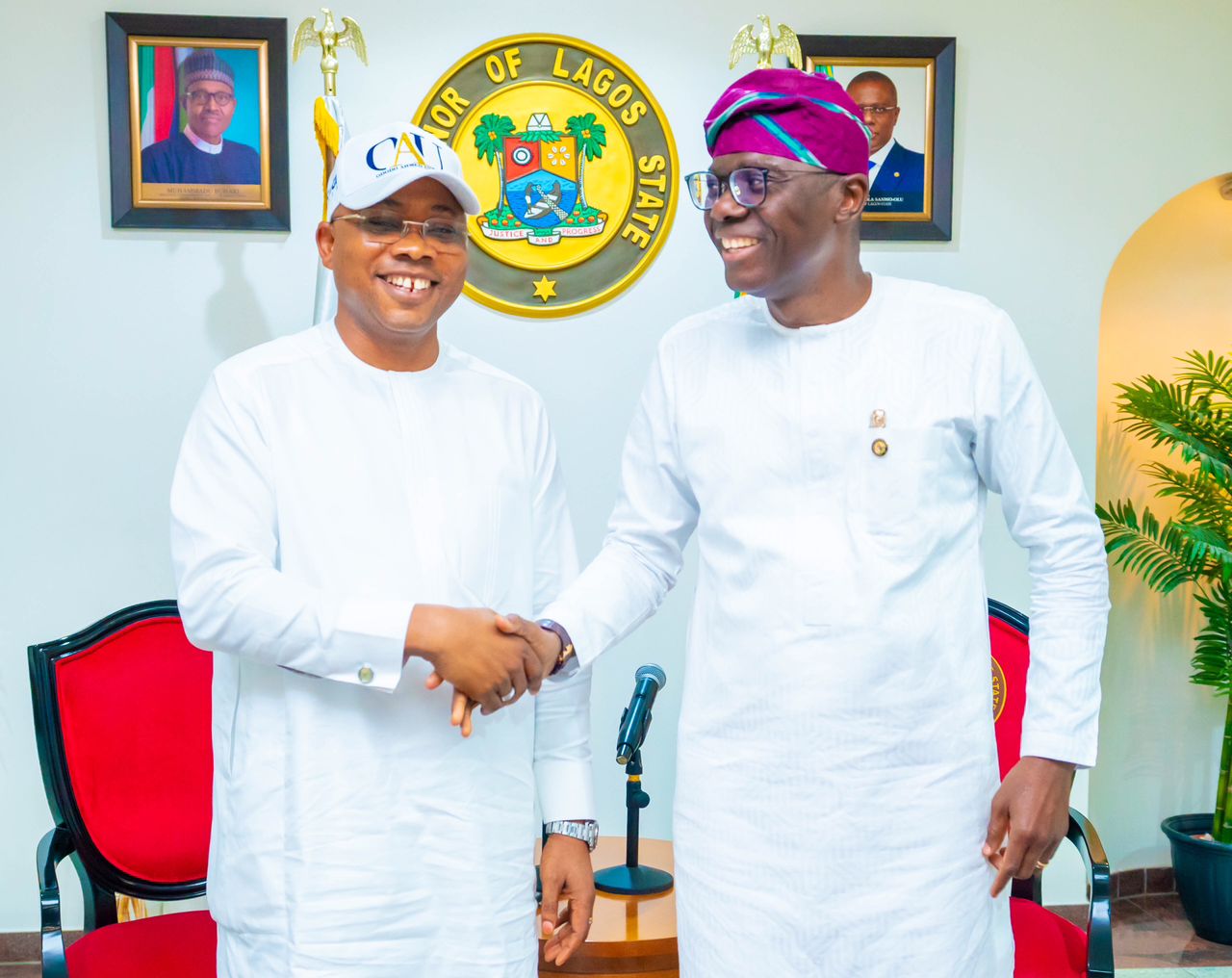 Sanwo-Olu receives APC Kogi guber candidate, Ododo, in Lagos