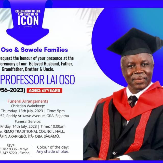 Lai Oso: Family releases burial programme (+ details)