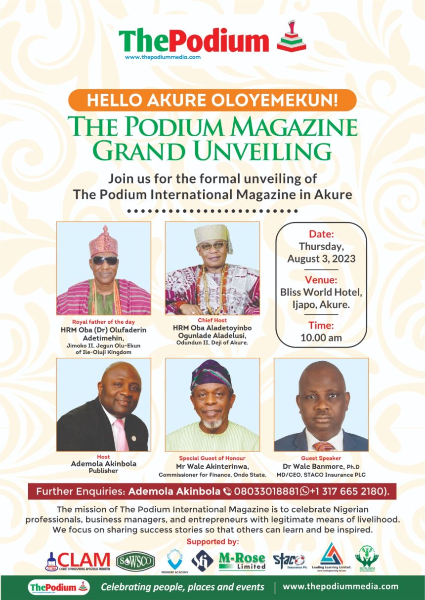 The Podium Magazine to be unveiled in Akure on August 3