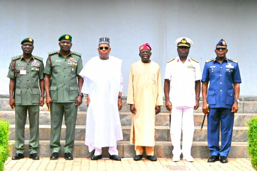 Tinubu decorates new Service Chiefs, preaches team work