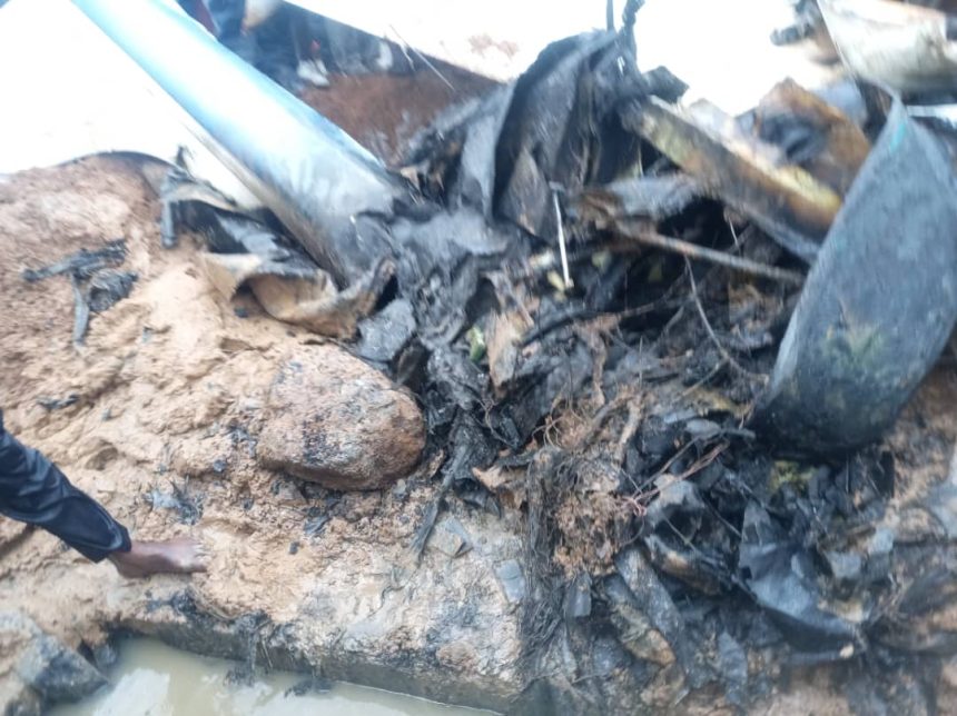 BREAKING: Helicopter crashes in Ikeja, two rescued (+Photos)