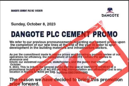 Dangote Cement denies running sales promo