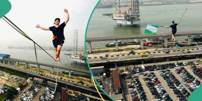 Slacklining: World record holder Jaan Roose dazzles Lagosians