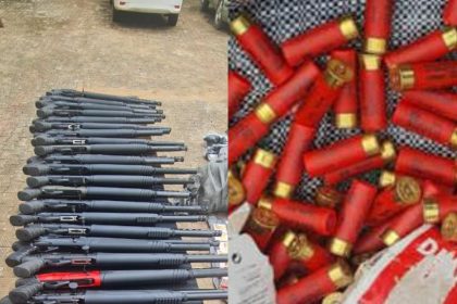 Police arrest suspected gun runners, recover 23 pump action rifles