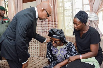 Abiodun visits home of slain director, promises to support wife, children
