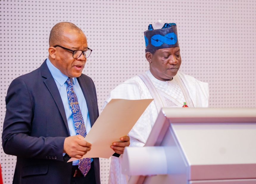 Akpabio swears in Lalong as Plateau South senator