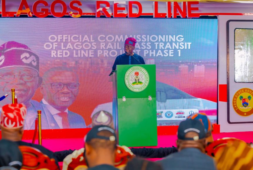 Tinubu inaugurates Lagos Red Line rail project, takes a ride