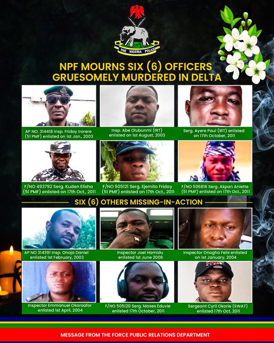Six policemen killed, six others missing in action in Delta (+Photos)