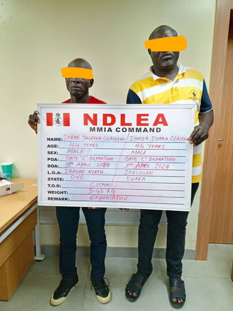 Charms fail two drug mules at airport as NDLEA intercepts consignment