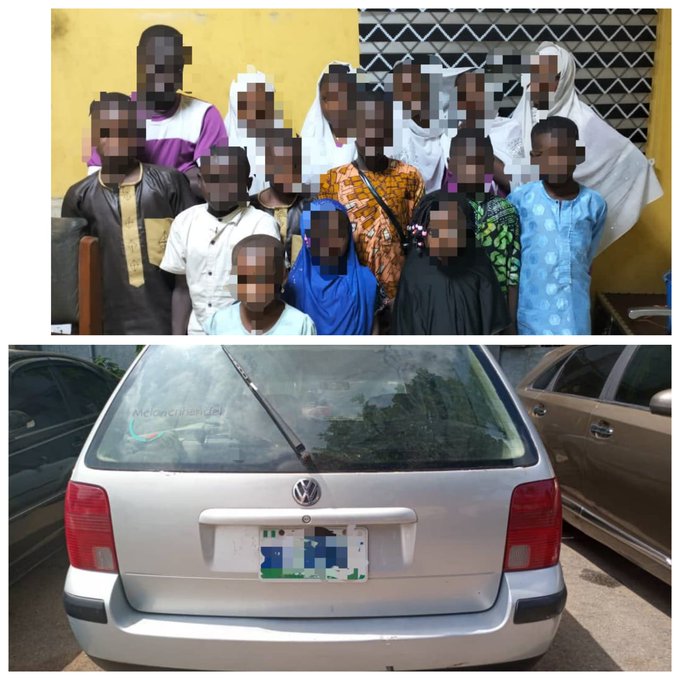 Lagos: Police arrest driver for allegedly cramming 15 children in car