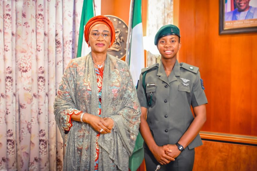 First Lady receives first female Nigerian graduate of Royal Military Academy