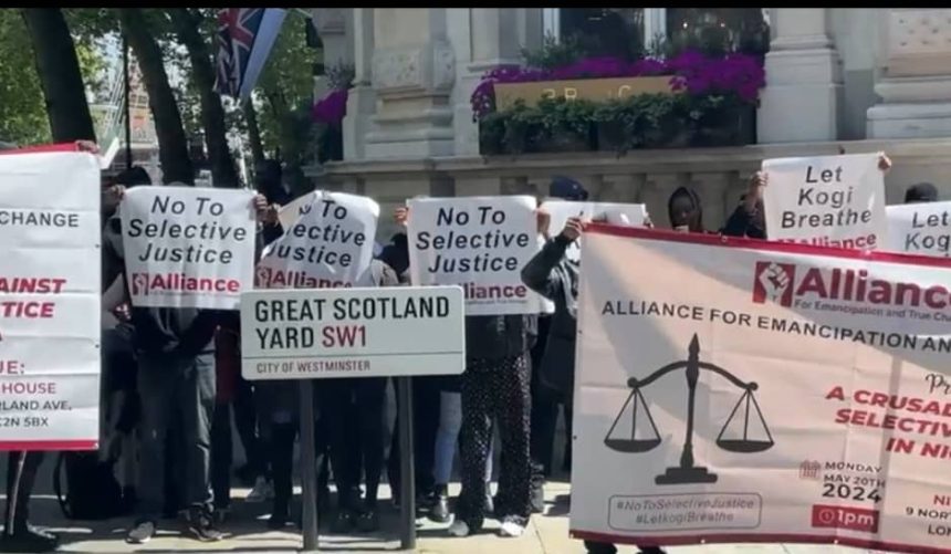 Kogi indigenes, concerned Nigerians stage pro-Yahaya Bello protest in London