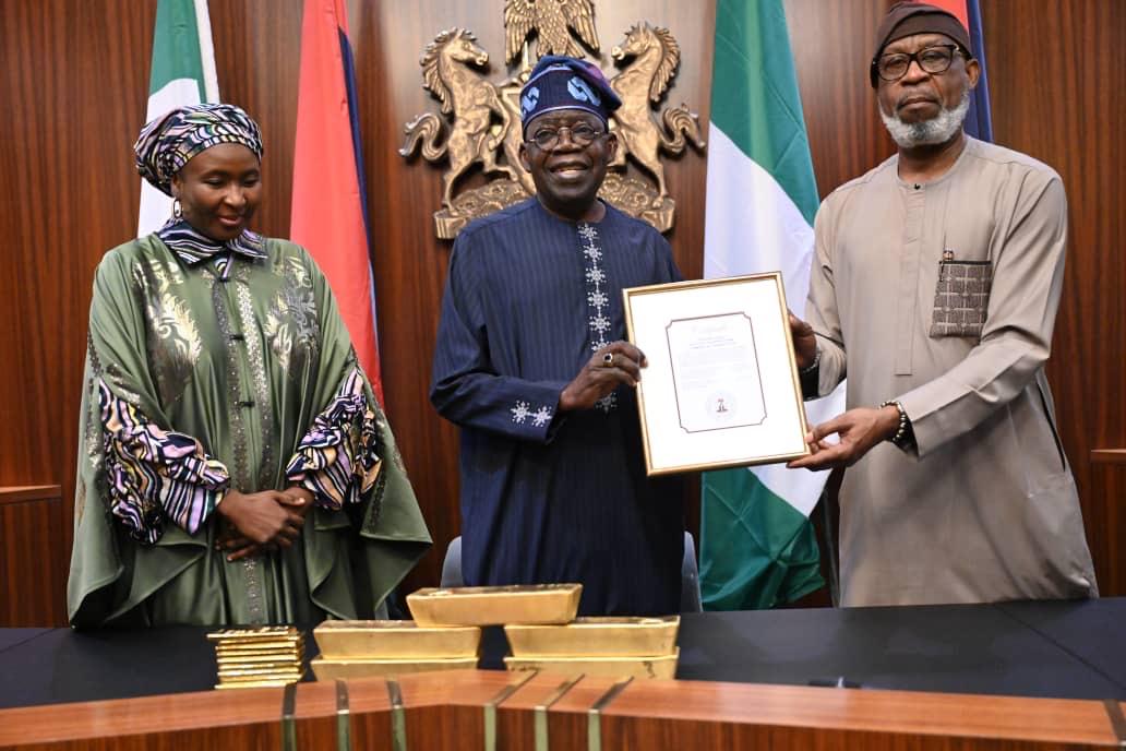 Alake presents gold bars to Tinubu, says sector'll boost Naira value
