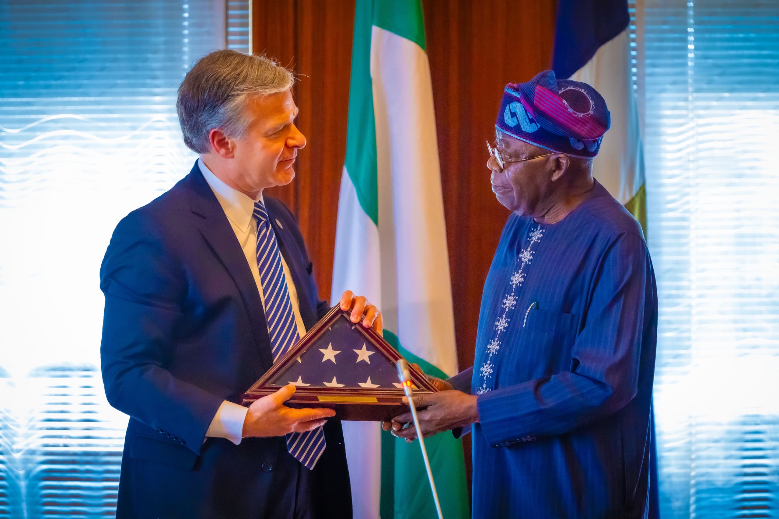 Tinubu meets FBI director, calls for stronger collaboration