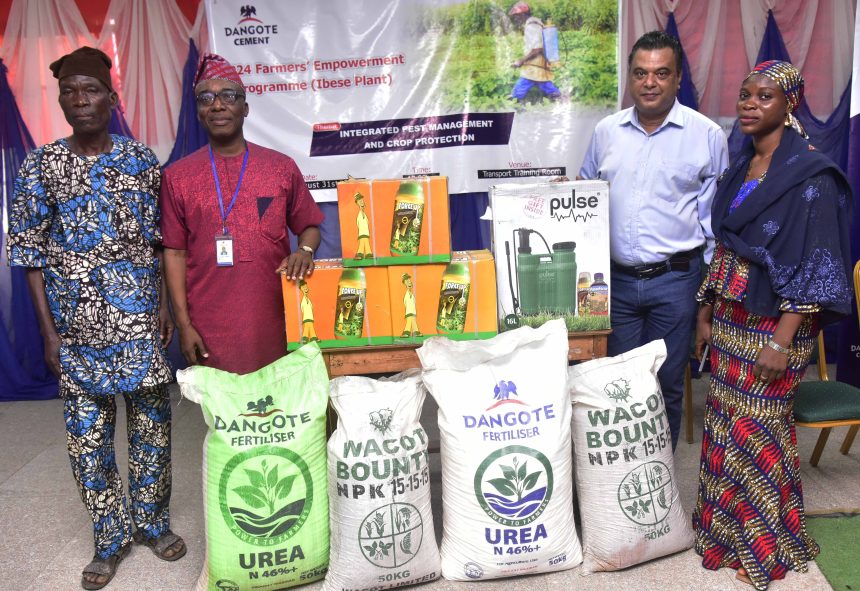 Dangote Cement Ibese donates agric inputs to farmers