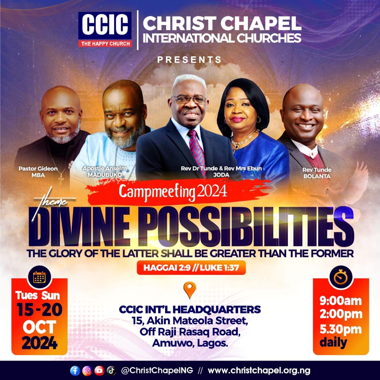 Christ Chapel Int’l Churches 2024 camp meeting begins October 15