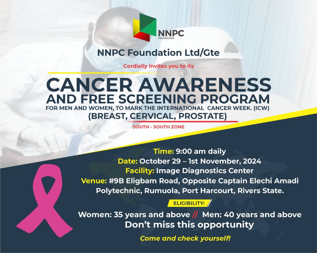 NNPC launches free cancer screening, targets 3,000 Nigerians