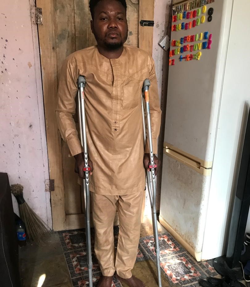 Man seeks financial assistance to repair broken leg