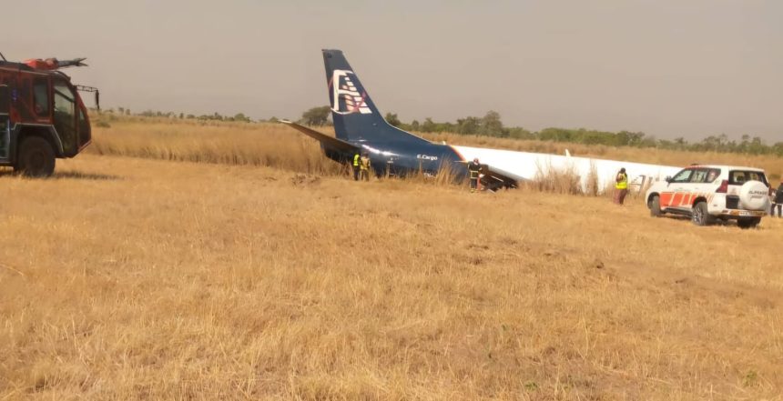 BREAKING: Five escape death as cargo aircraft skids off runaway